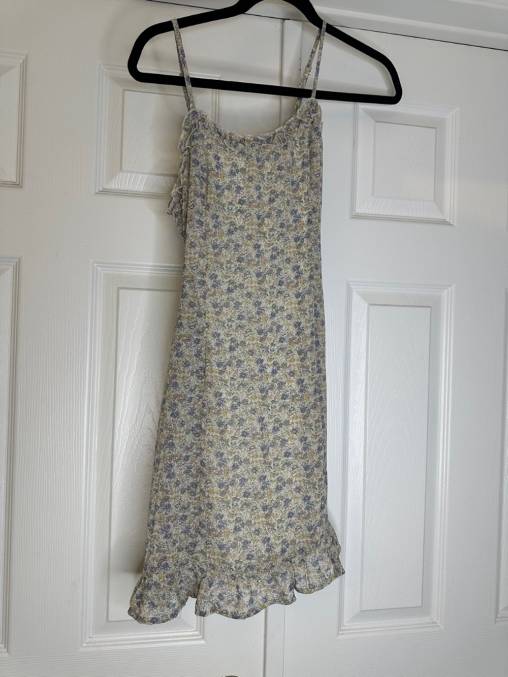 Floral Mini Dress S Purple Cream Cottagecore Feminine Ruffle